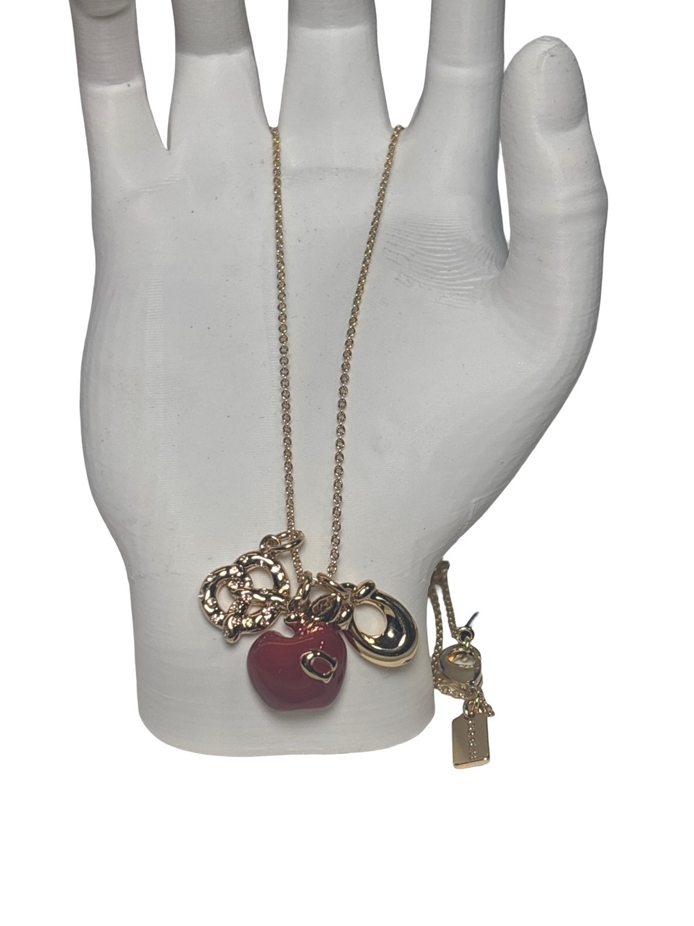 Coach Gold Apple & Pretzel Charm Necklace NWT w/ Dusty